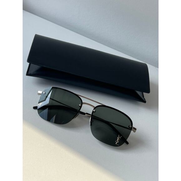 NEW Saint Laurent SL309M Aviator Sunglasses in Silver Grey - Picture 3 of 9